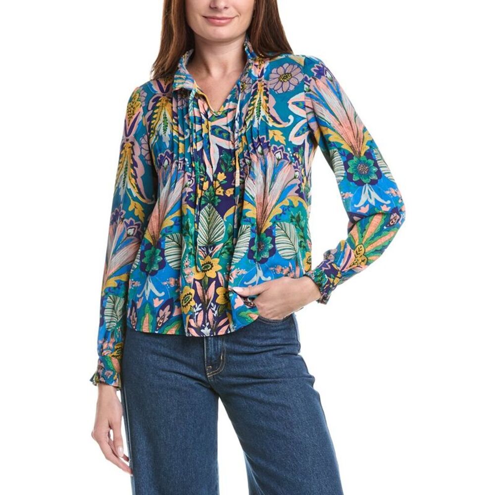 Nicole Miller Womens  Printed Top, Blue